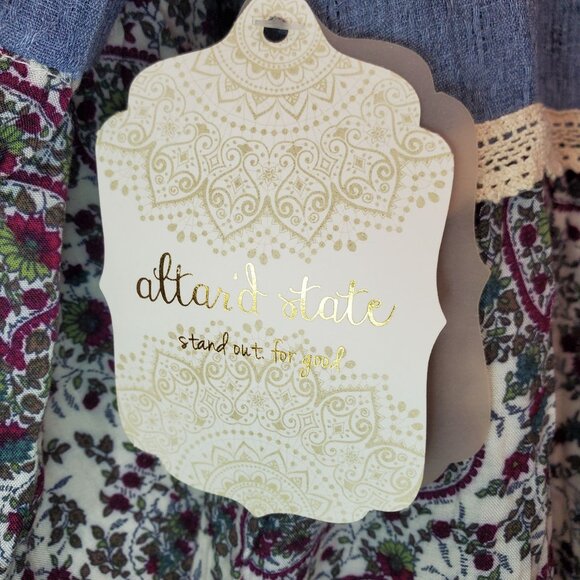 Altard State Womens Tunic Dress L Tiered Block Boho Patchwork Print Mix $60 New - Picture 7 of 16